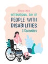 International disability day. Portrait poster. Editable vector illustration
