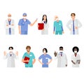 International doctor team. Hospital medical staff. Mixed race Asian and Caucasian doctor and nurse meeting. Clinic Royalty Free Stock Photo