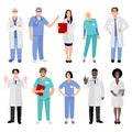 International doctor team. Hospital medical staff. Mixed race Asian and Caucasian doctor and nurse meeting. Clinic personnel Royalty Free Stock Photo