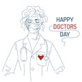 International Doctors Day. Line art vector