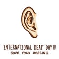 International ear day concept background, hand drawn style