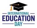 International Education Day Vector Design with Graduation Cap Icon Royalty Free Stock Photo