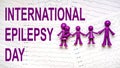 International Epilepsy Day, Epilepsy awareness. Purple toy adults and kids people, family and International Epilepsy Day