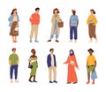 International fashion characters. Adults person, working teenagers together. Isolated young people, diversity beautiful Royalty Free Stock Photo