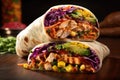 international fast food chain's newest menu item, the rainbow wrap, with a variety of fresh and flavorful