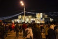 International Festival Circle of Light. Laser video mapping show on facade of the Ministry of Defense in Moscow, Russia Royalty Free Stock Photo