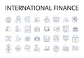 International finance line icons collection. Corporate finance, Global economics, Capital markets, Financial management Royalty Free Stock Photo