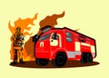 Firefighter silhouette vector illustration, as a banner, poster or template for international firefighters day.