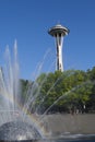 The International Fountain and Space Needle in Seattle Washington Royalty Free Stock Photo