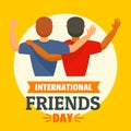 International friends day concept background, flat style