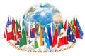 International global communication concept with flags around the Royalty Free Stock Photo