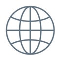 International globe line art icon for apps and websites