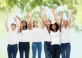 International group of happy volunteer women