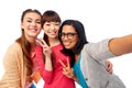 International group of happy women taking selfie Royalty Free Stock Photo