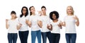 International group of women in white t-shirts Royalty Free Stock Photo