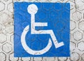 International handicapped symbol painted in bright blue