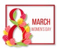 International happy womans day frame. Women 8 march red card