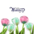 International happy women`s day with flowers greeting card. Royalty Free Stock Photo