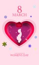 International Happy Women`s Day. Silhouette of the pregnant woman 8 March holiday background. Paper art 3d from digital craft Royalty Free Stock Photo