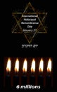 International Holocaust Remembrance Day. 27 January. Hebrew. Vector illustration