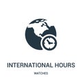 international hours symbol icon vector from watches collection. Thin line international hours symbol outline icon vector