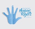 International human rights and blue hand print vector design Royalty Free Stock Photo