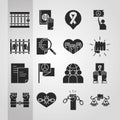 International human rights day awareness mounth pack icons silhouette icon style Royalty Free Stock Photo