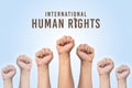 International Human Rights Day concept, raise hand up Royalty Free Stock Photo