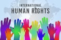 International Human Rights Day concept, raise hand up - illustration Royalty Free Stock Photo