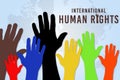 International Human Rights Day concept, raise hand up - illustration Royalty Free Stock Photo