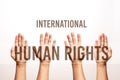 International Human Rights Day concept, raise hand up Royalty Free Stock Photo