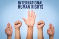 International Human Rights Day concept, raise hand up Royalty Free Stock Photo