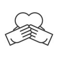 International human rights day hands holding heart love line icon style Royalty Free Stock Photo