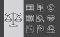 International human rights day law justice chain fight hope icons collection line style Royalty Free Stock Photo