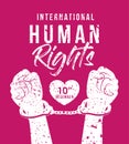 International human rights and hands with cuffs vector design