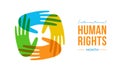 Human Rights Month card of diverse people hands Royalty Free Stock Photo