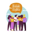 Human Rights card of diverse people friend group