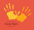 International human rights two hands prints vector design