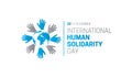 International Human Solidarity Day Logo Icon with Hands and World Map