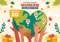 International Human Solidarity Day Vector Illustration on December 20 with Earth, Hands and Love for People Help Person