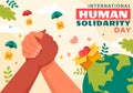 International Human Solidarity Day Vector Illustration on December 20 with Earth, Hands and Love for People Help Person