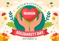 International Human Solidarity Day Vector Illustration on December 20 with Earth, Hands and Love for People Help Person