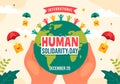 International Human Solidarity Day Vector Illustration on December 20 with Earth, Hands and Love for People Help Person