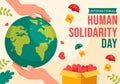 International Human Solidarity Day Vector Illustration on December 20 with Earth, Hands and Love for People Help Person