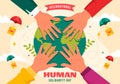 International Human Solidarity Day Vector Illustration on December 20 with Earth, Hands and Love for People Help Person