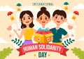 International Human Solidarity Day Vector Illustration on December 20 with Earth, Hands and Love for People Help Person