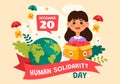 International Human Solidarity Day Vector Illustration on December 20 with Earth, Hands and Love for People Help Person