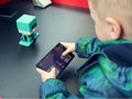 Russia, Murmansk - 07 April 2019: international interactive robot exhibition for children Robopolis