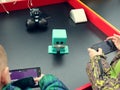 Russia, Murmansk - 07 April 2019: international interactive robot exhibition for children Robopolis