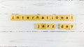 International Jazz Day.words from wooden cubes with letters
